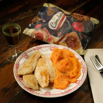 Pechuga de pollo a la plancha con puré de papas y calabaza 500 g